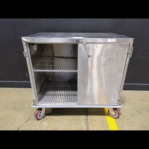Stainless Steel Enclosed Cabinet Cart with Sliding Doors