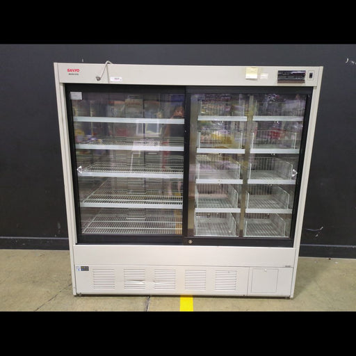 Sanyo MPR-1013R Sliding Glass Door Lab Refrigerator With Wire Shelves - used medical equipment - image 1