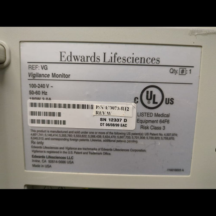Edwards Life Sciences Vigilance Cardiac Output Monitor With Carrying Handle - used medical equipment - image 5