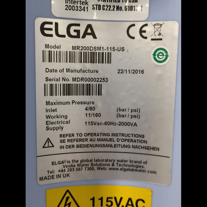 ELGA MR200DSM1-115-US Water Purification System - used medical equipment - image 4