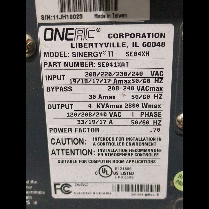 ONEAC Sinergy II SE04XH 4 kVA UPS with Remote Outlet Box - used medical equipment - image 5