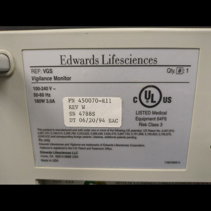 Edwards Life Sciences Vigilance Cardiac Output Monitor With Carrying Handle - used medical equipment - image 5