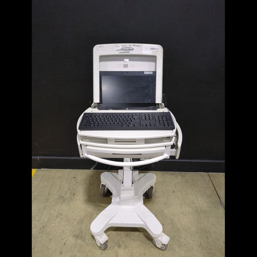 Levitator Computer Workstation Cart With Hp Monitor, Keyboard & Basket - used medical equipment - image 1