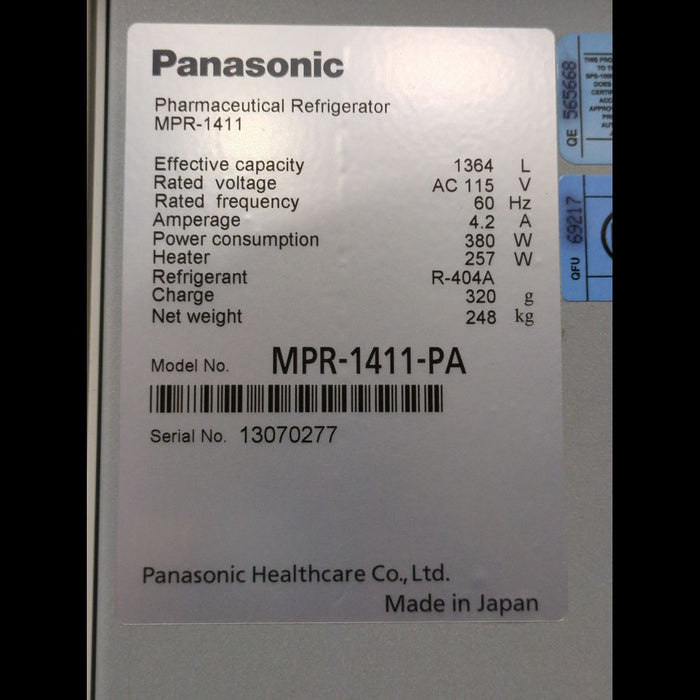 Panasonic MPR-1411-PA Lab Refrigerators - used medical equipment - image 5